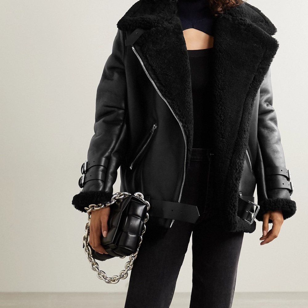 Real shearling Moto coat